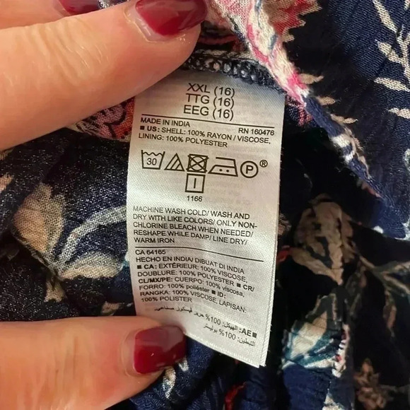 Old Navy XXL(16) Navy Floral Spaghetti Straps Crinkle Maxi Dress - Picture 8 of 9